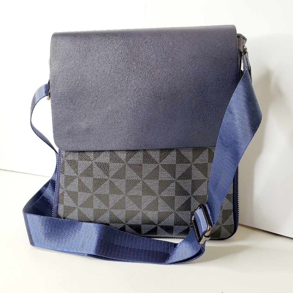 Classic Fashion Men's Blue Messenger Expandable Crossbody Shoulder Bag - Picture 2 of 14